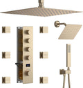 Shower Faucet Set Brushed Gold Shower System, Temperature Display Shower Faucet by KATAIS