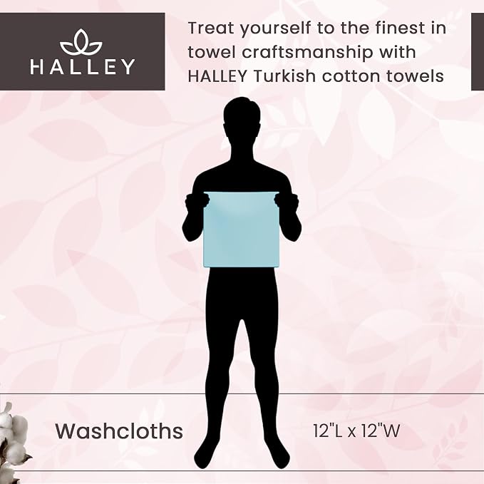 HALLEY Turkish 8 Pack Premium Washcloths 650 GSM Highly Absorbent Super Soft - Image 7