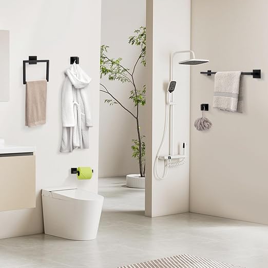 YACVCL Matte Black Towel Bar Set 10-Piece Bathroom Hardware Accessories Set - Image 7