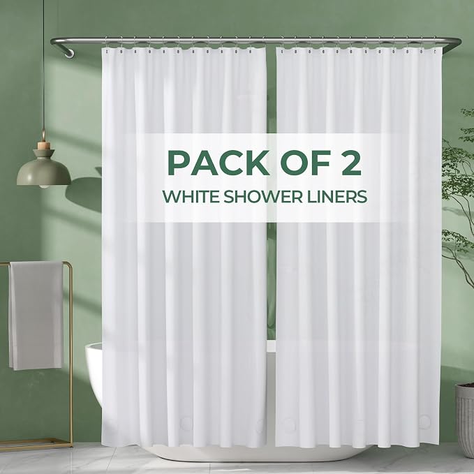 AmazerBath Shower Curtain Liner 2 Pack, 72 x 72 Inches PEVA Plastic Shower Liner by AmazerBath