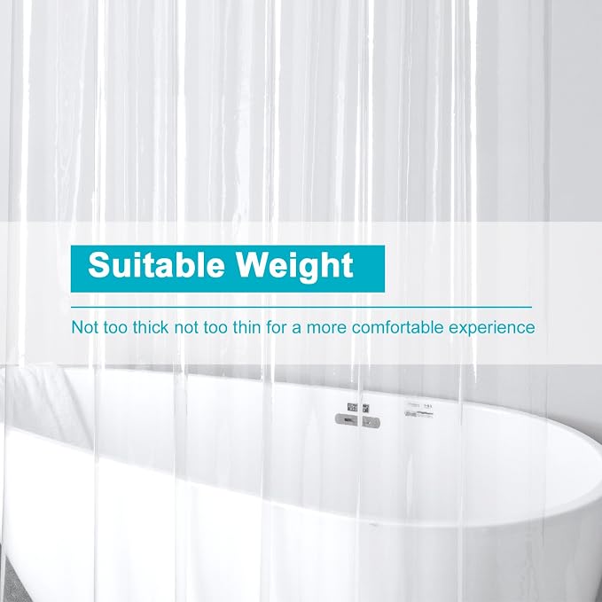 EurCross 96 inch Extra Wide Clear Shower Curtain Liner, Waterproof Heavy Duty - Image 5