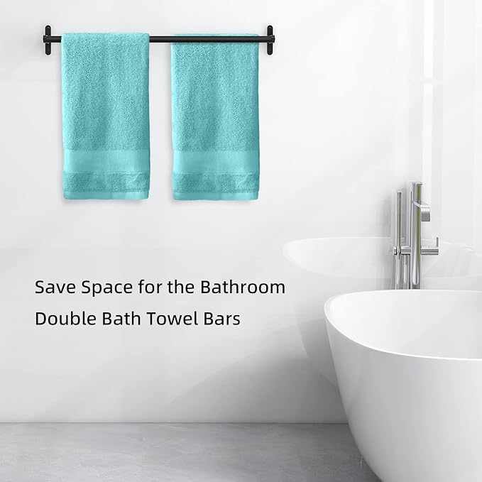 Double Towel Bars for Bathroom, Taaji 16 Inch Bath Towel Bar Wall Mounted - Image 7