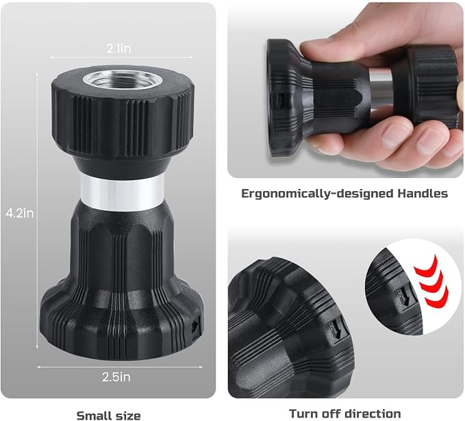 Hose Nozzle, Lichamp Heavy Duty Aluminum Fireman Style High Power Leak Proof - Image 2