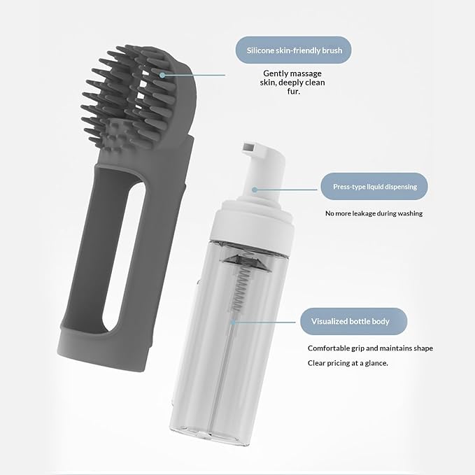 Dog Bath, Silicone Pet Scrubber, Soft Massage Brush, Shampoo Dispenser Tool - Image 7