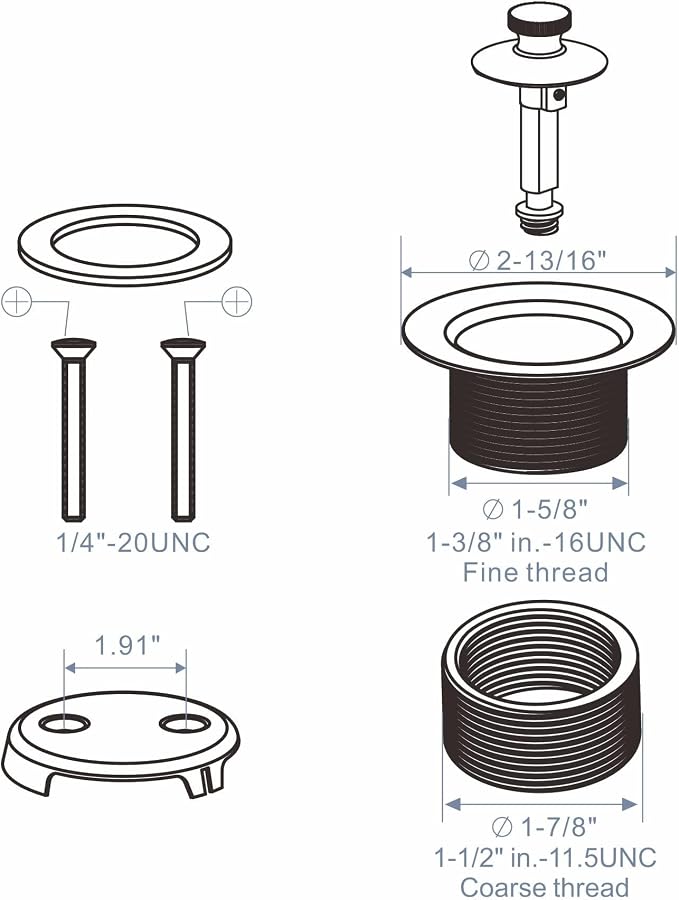 Chrome Tub Drain Lift &Turn Tub Trim Set - Image 5