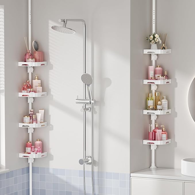 4-Tier Corner Shower Caddy Tension Pole Organizer - Image 5