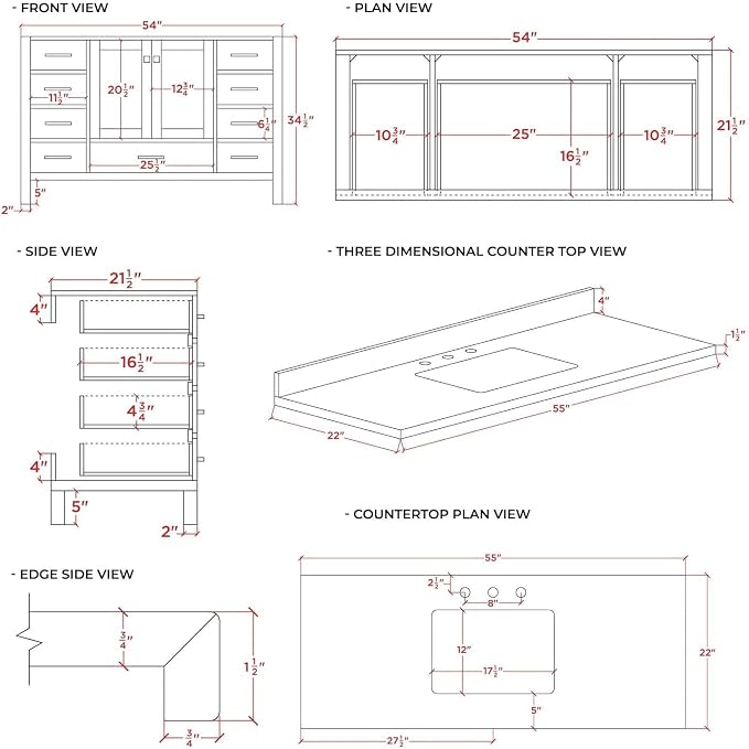 ARIEL 55" White Bathroom Vanity - Image 3