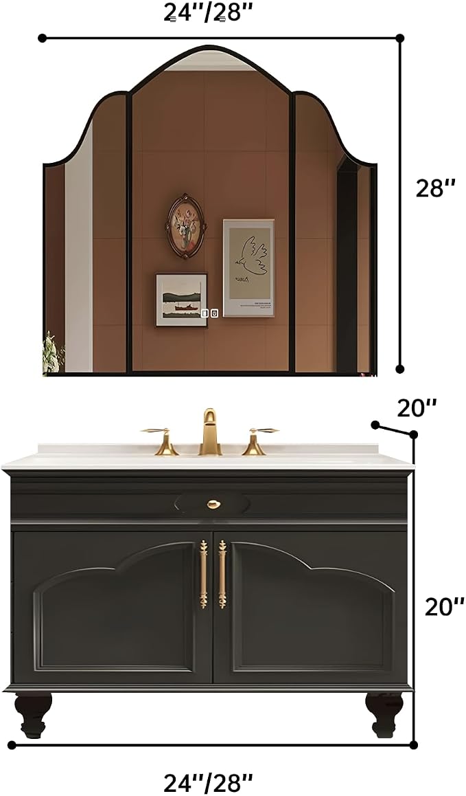 24Inch Bathroom Vanity with Sink, Freestanding Bathroom Cabinet with LED Smart - Image 2