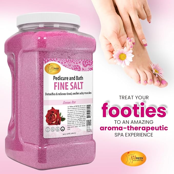 SPA REDI - Detox Foot Soak Pedicure and Bath Fine Salt, Sensual Rose, 128oz - - Image 4