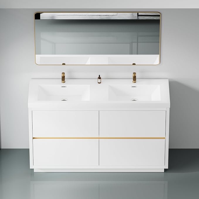 60 Inch Bathroom Vanity with Sink, Double Sink Bathroom Vanity, Freestanding - Image 8
