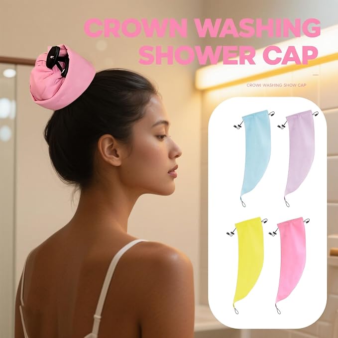 Waterproof Hair Sleeve for Long Hair, Crown Washing Shower Cap Ponytail - Image 5