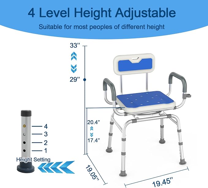 360 ° Swivel Shower Chair, Portable Rotating Shower Seat - Image 4