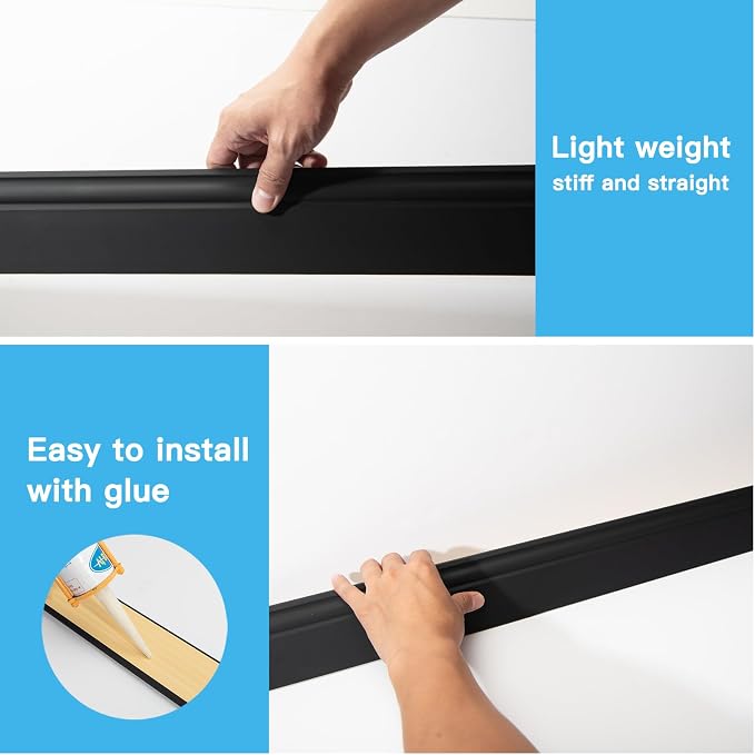 Art3d Wall Baseboard Molding Trim 8-Pack of 56 x 3.2 in., High Impact - Image 8