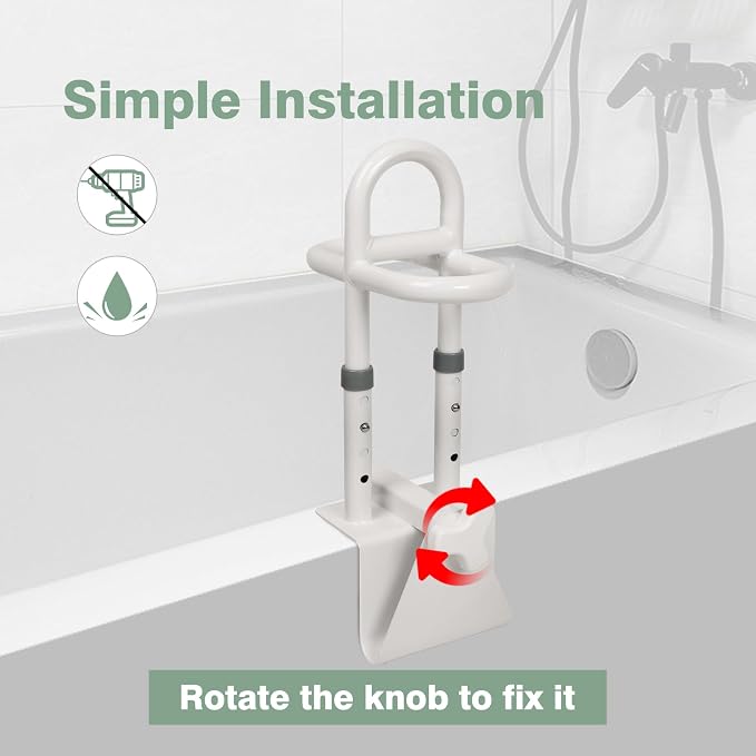 YEEGO DIRECT Bathtub Safety Rail, Height Adjustable Shower Bathtub Grab Bars - Image 8