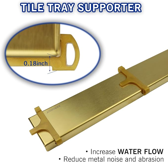 Linear Shower Drain 36", Brushed Gold Floor Drain - Image 2