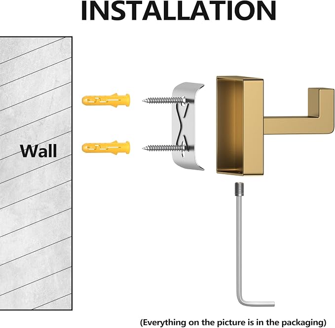 Kruodop 2 PCS Towel Hooks for Bathroom, Wall Mount Towel Holder, Square - Image 3