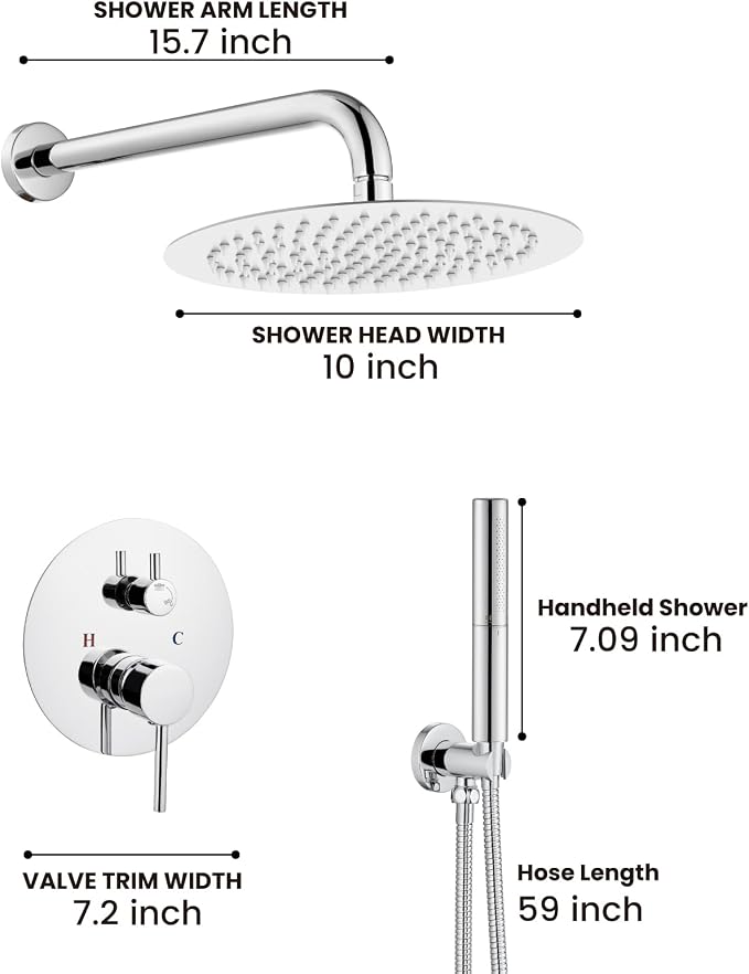 Airuida Shower Fixtures 2 Functions Shower Faucet Set Wall Mounted - Image 8