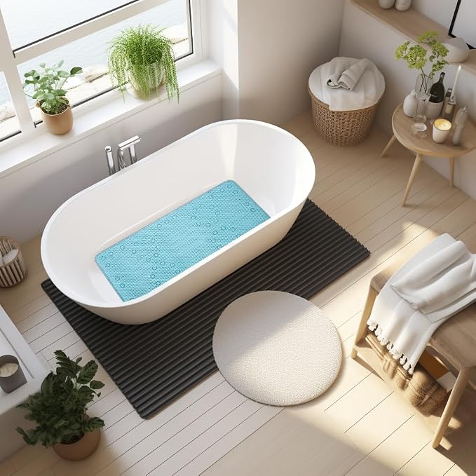 Bathtub Mat Non Slip Blue 36” X 17” Shower Mat Soft Foam Bath Mats - Image 6