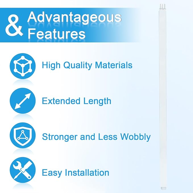 Shower Arm with Flange 24 Inches Ceiling Mount Square Straight Extender - Image 2