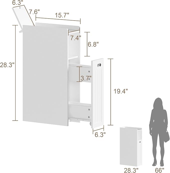 ChooChoo Slim Bathroom Storage Cabinet, Small Narrow Storage Organizer - Image 2