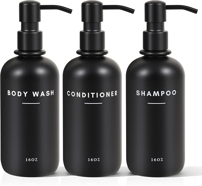 Set of 3 Shampoo and Conditioner Dispenser - 16oz Durable Shower Soap Dispenser by DIDROOM