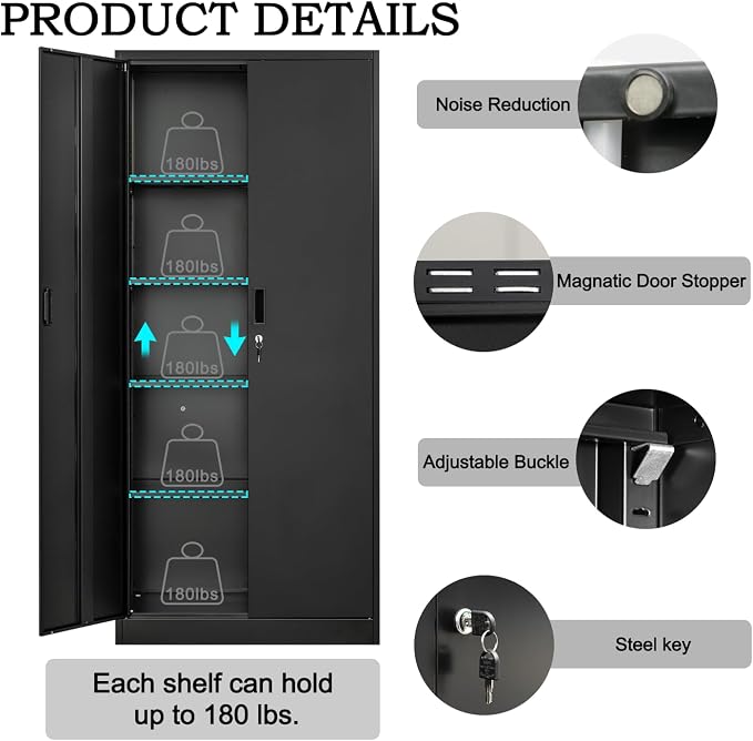 Metal Storage Cabinet, 72 Inch Tall Metal Storage Cabinet - Image 4