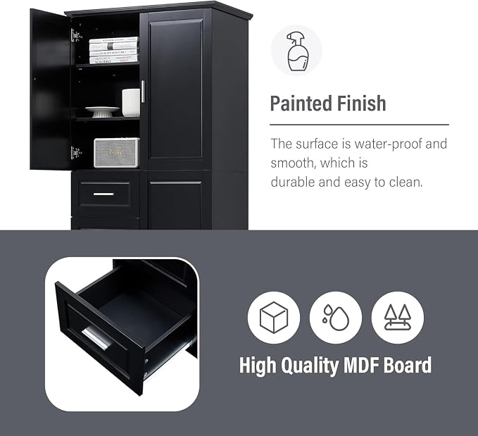 Tall Wide Storage Cabinet with 3 Doors, 3 Drawers, and Adjustable Shelves - Image 7