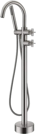 Tub Filler Freestanding Bathtub Faucet Brushed Nickel Floor Mount Brass Faucets by ArtiquaSanitaryWare