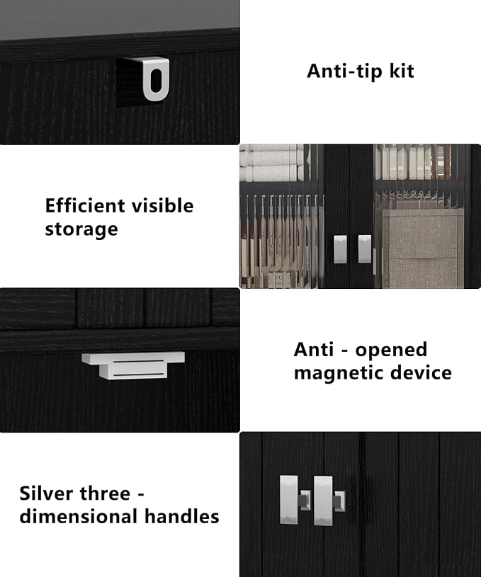 53.1" H Tall Bathroom Storage Cabinet, Bathroom Floor Cabinet - Image 6
