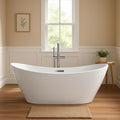 67 in Acrylic Freestanding Bathtub, Contemporary Stand Alone Tub, Glossy White by GarveeTech