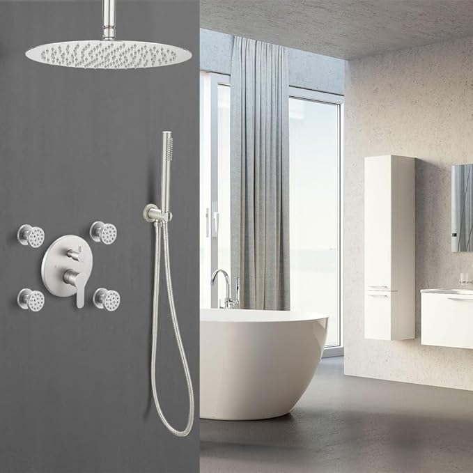 Brushed Nickel Round Shower Faucet Set - Image 2