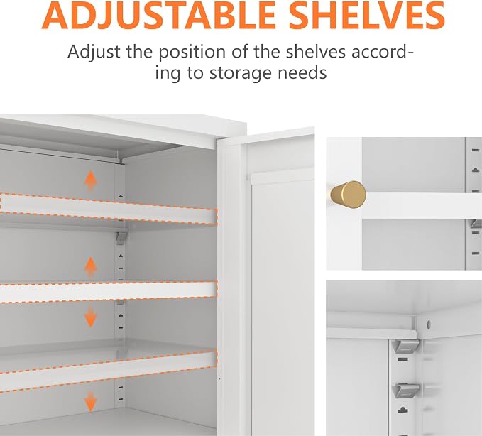 Metal Bathroom Cabinet, Small Floor Storage Cabinet, Freestanding Sideboard - Image 5