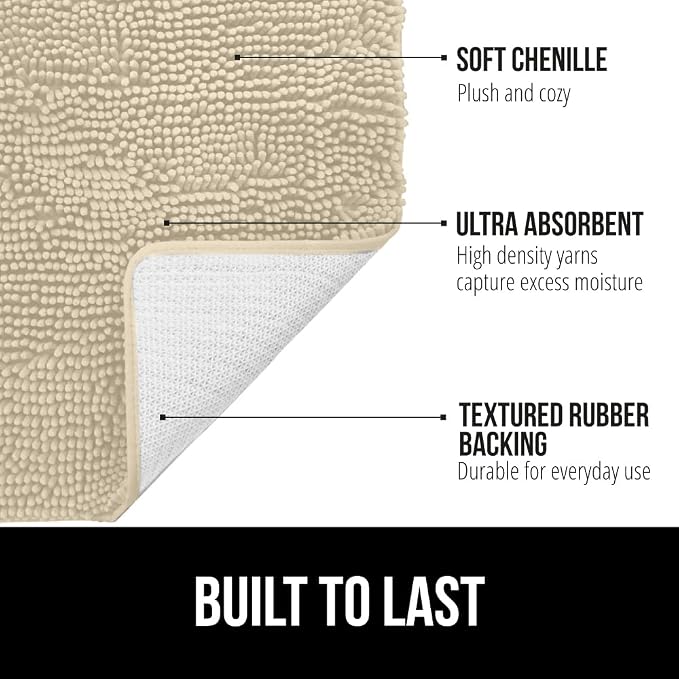 GORILLA GRIP Bath Rug Mat 36x24, Thick Soft Absorbent Chenille, Quick Dry - Image 2