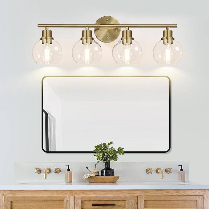2024 Upgrade 4-Light Bathroom Light Fixtures, Brushed Brass Bathroom Lights - Image 8