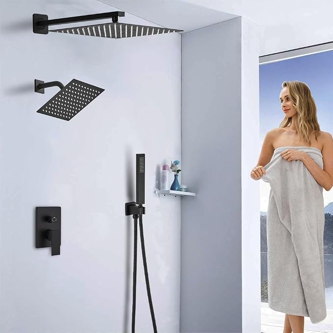 Shower Faucet Set Matte Black Shower System, Knob Switch Diverter Shower Faucet - Image 2