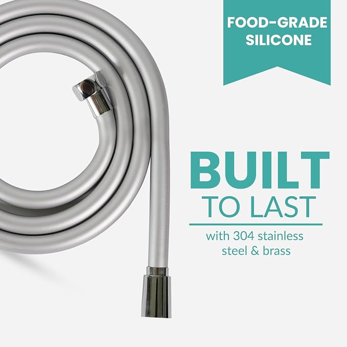 59 Inches Silicone Shower Hose, Ultra-Soft Anti-Kink Designed Handheld Shower - Image 2