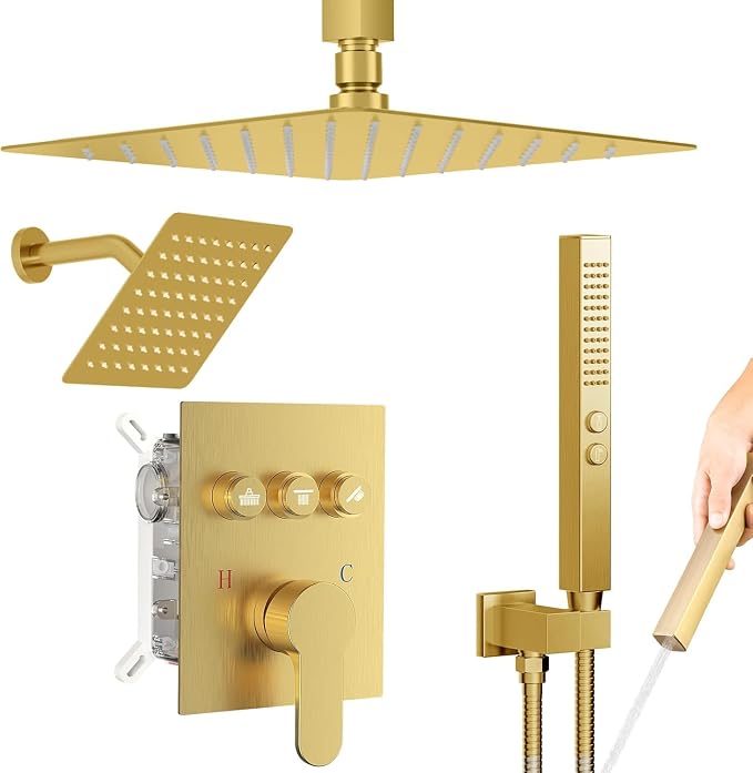 Shower Systems with Rain Shower and Handheld, STARBATH Dual Head 12+6" Rainfall by STARBATH