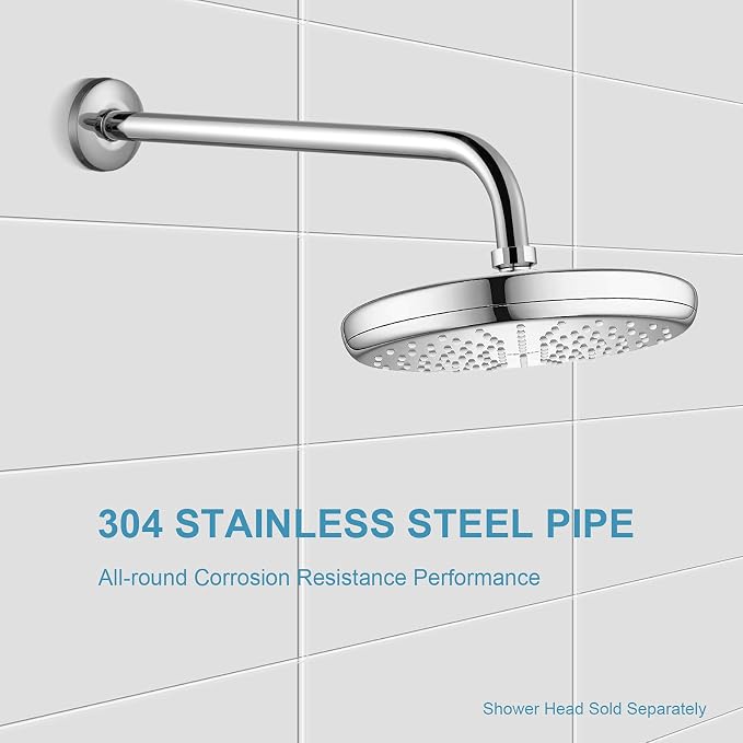 OFFO Shower Arm with Flange, 16 in Wall Mount Replacement Angle Shower Head Arm - Image 3