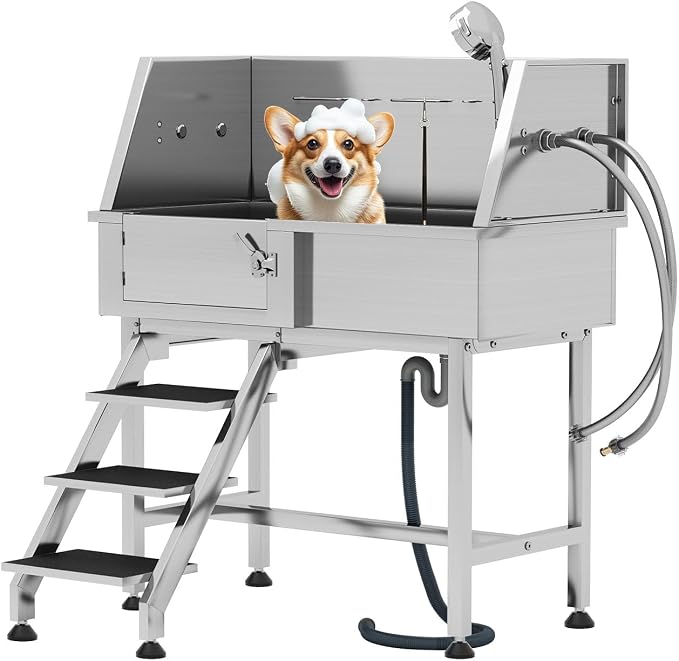 Albott 34 in 304 Stainless Steel Dog Washing Station – Professional Pet Bathtub by Albott