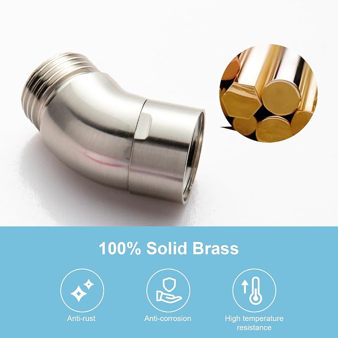 OFFO Shower Head Elbow Adapter, Brushed Nickel All Metal Handheld Shower Head - Image 4