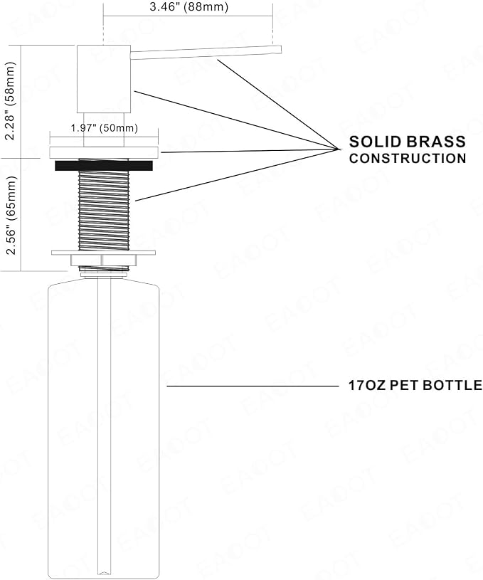 Deck Mounted Brass Kitchen Sink Soap Dispenser or Lotion Dispenser - Image 5