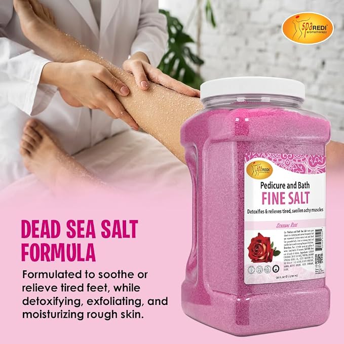 SPA REDI - Detox Foot Soak Pedicure and Bath Fine Salt, Sensual Rose, 128oz - - Image 3
