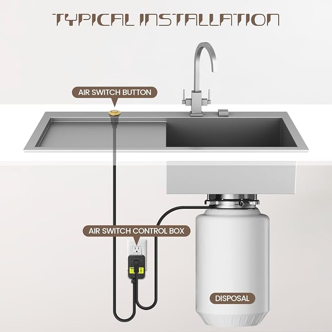 Garbage Disposal Air Switch Kit Sink Top Waste Disposal Stainless Steel Golden - Image 6