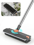 Floor Scrub Brush with Long Handle, 3 in 1 Multi-Angle Heavy Duty Stiff Bristle by AUFXKOO