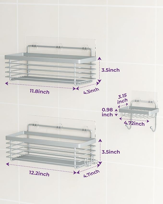 ODesign Shower Caddy 3 Pack SUS304 Stainless Steel-No Drilling-Shower Bathroom - Image 7