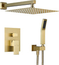 Rain Shower System 12 Inches Shower Combo Set Brushed Gold Wall Mount Faucet by ArtiquaSanitaryWare