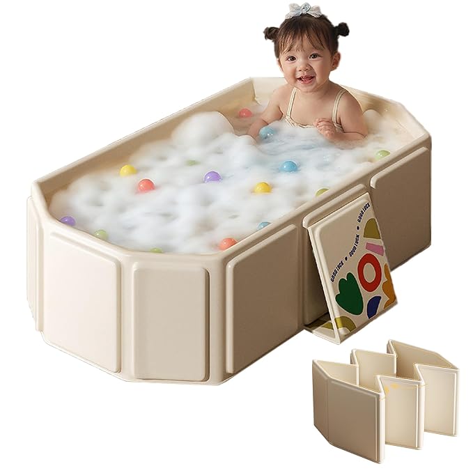 Toddler Bath Tub for Shower, Portable Baby Bathtub, Foldable Kids Bathtub – by Unknown