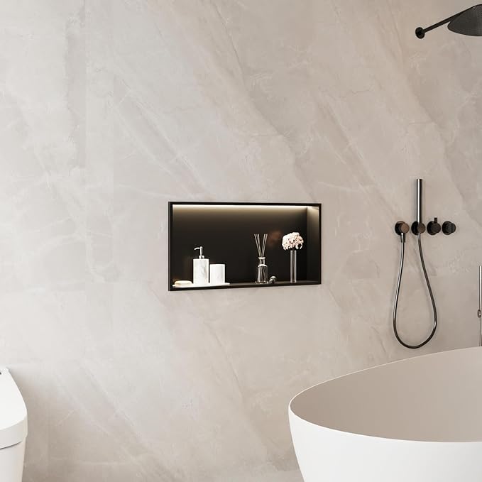 LED Shower Niche 24" x 12", Stainless Steel No Tile Needed Wall Niche - Image 2