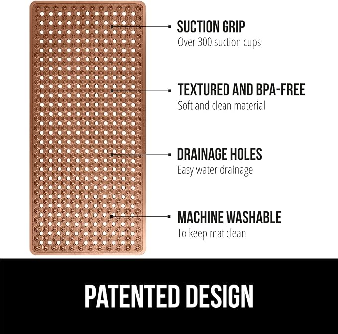 GORILLA GRIP Patented Bath Tub Shower Mat, Machine Washable Bathtub Floor Liner - Image 2