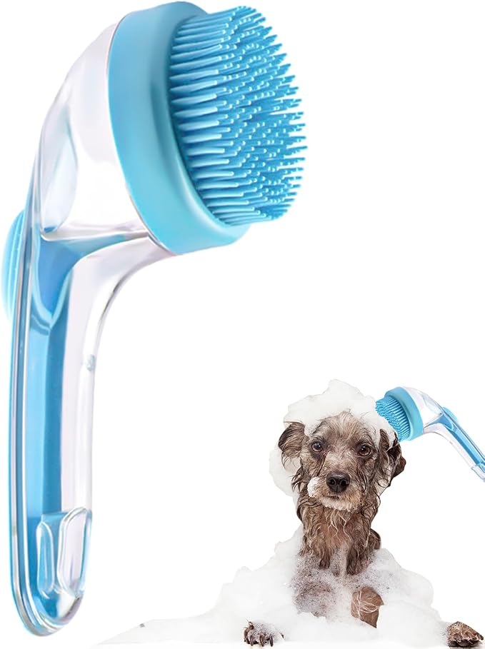 Pet Bath Brush, Dog Shampoo Brush Bubble Maker, New 2 in 1 Dog Bath Brush - Image 8